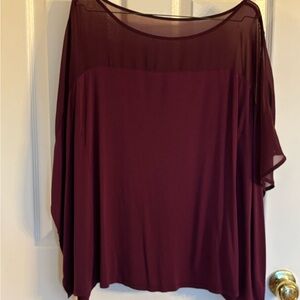 White House Black Market Burgundy Sheer Blouse